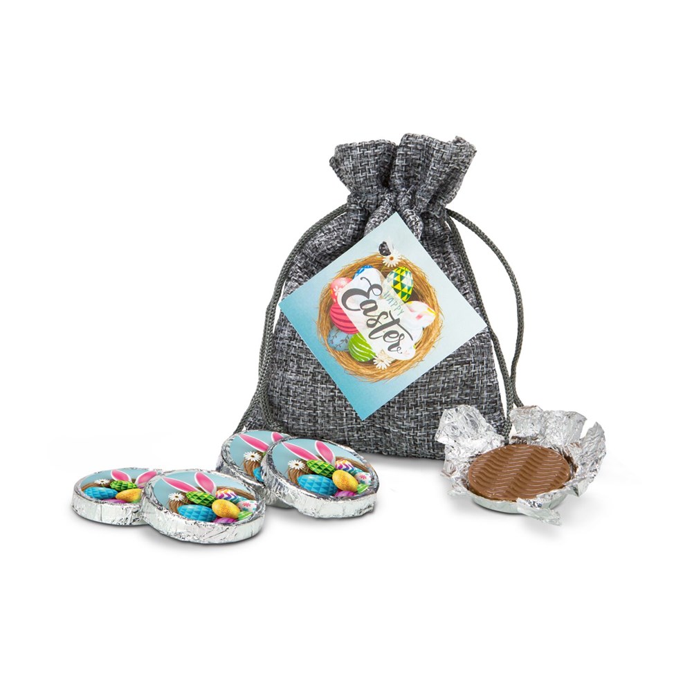 Oster-Schokotaler im Säckchen
