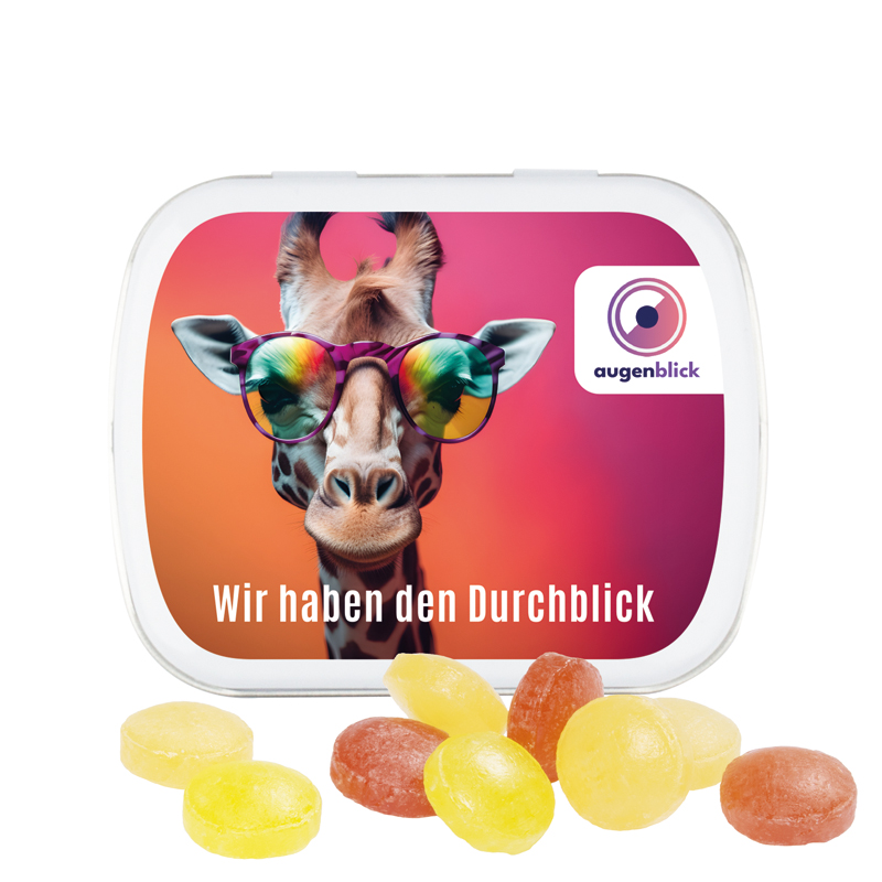 Klappdose, matt-silber, Mentos Kaudragee Mint - Weiß