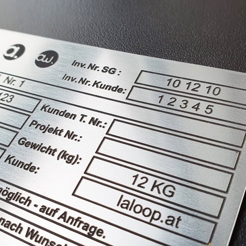 Typenschild Kunststoff, silber