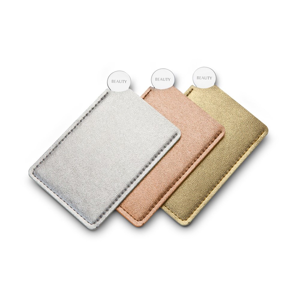 Taschenspiegel aus Edelstahl, im Etui (gold) Taschenspiegel aus Edelstahl, im Etui (gold)