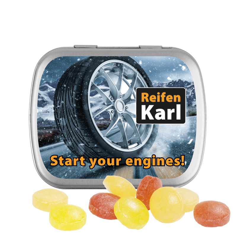 Klappdose, matt-silber, Mentos Kaudragee Mint - matt-silber