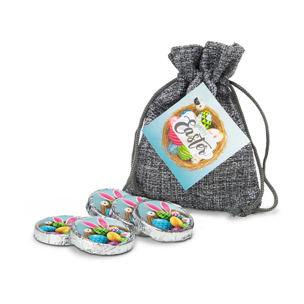 Oster-Schokotaler im Säckchen