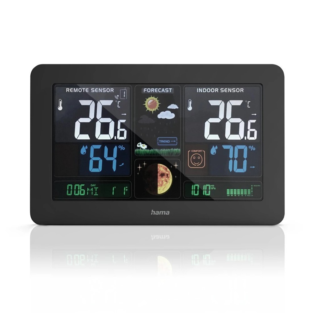 Hama "Premium" Weather Station with LED Colour Display- Schwarz